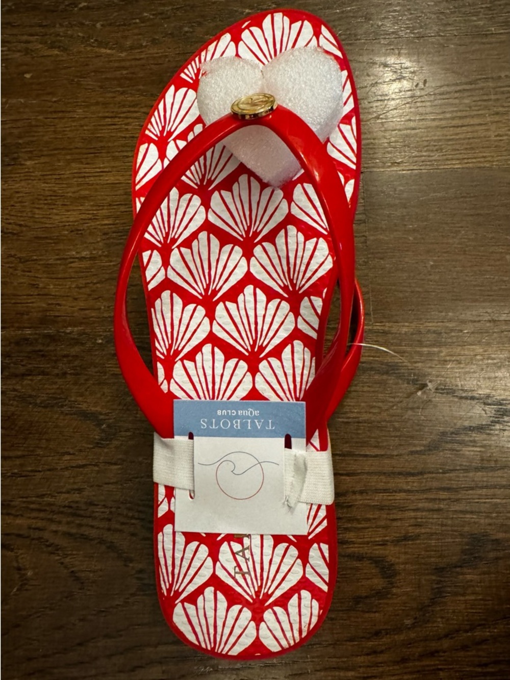 NWT Talbots Red & White Flip Flops